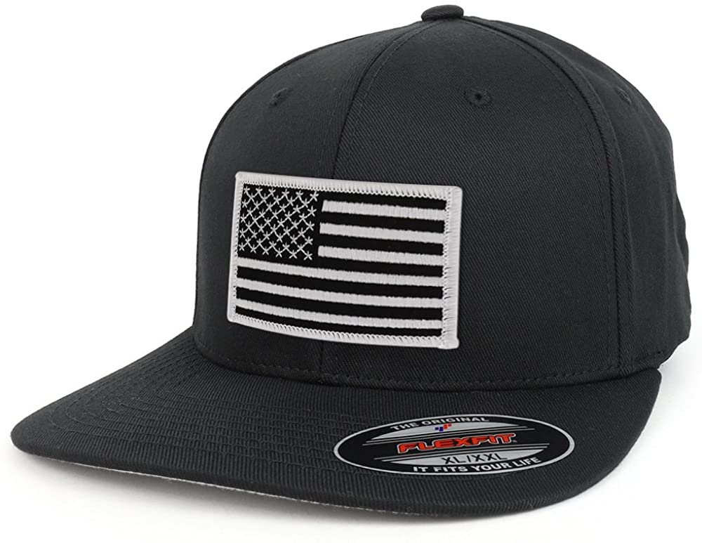 Armycrew XXL USA American Flag Embroidered Iron On Patch Flexfit Cap