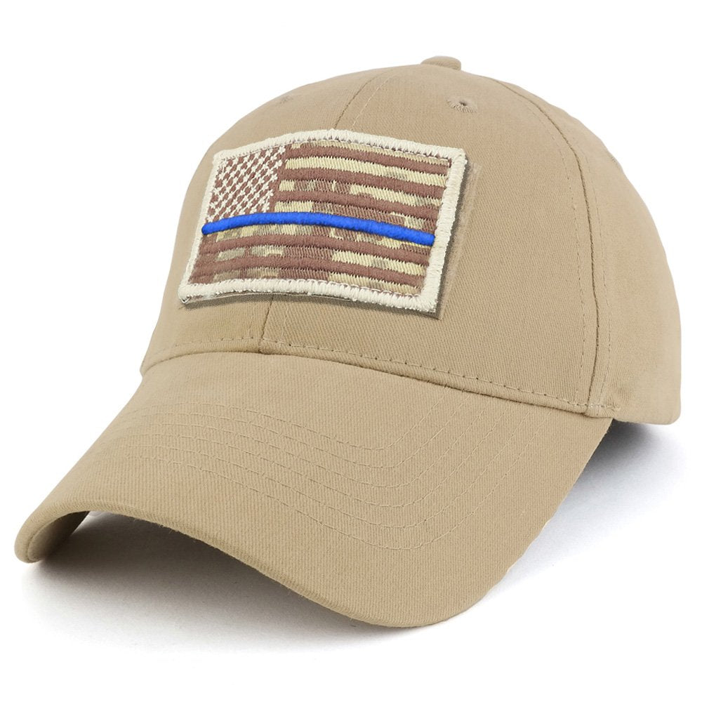 Armycrew USA Desert Digital Thin Blue Flag Tactical Patch Cotton Adjustable Baseball Cap