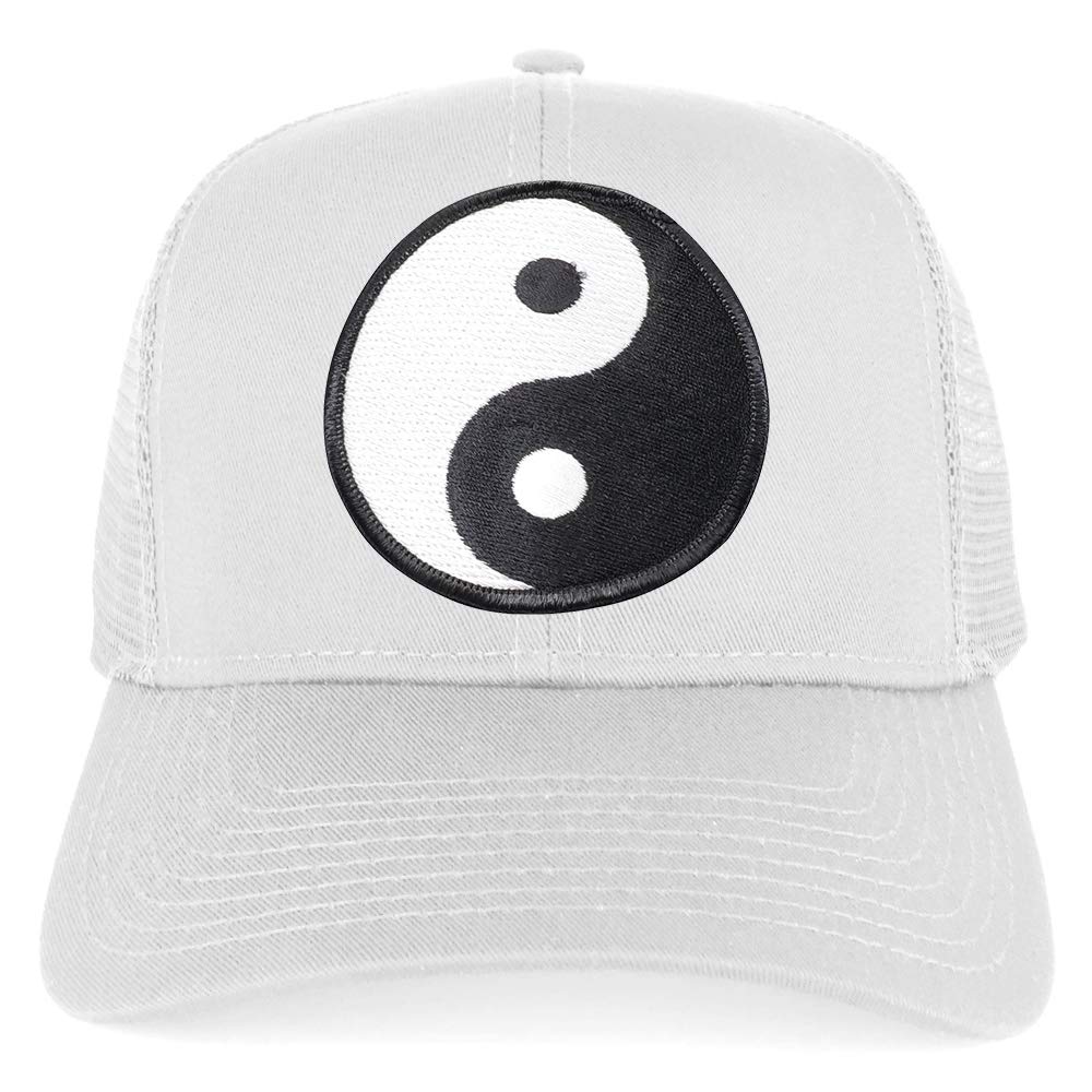 Armycrew White Yin Yang Patch Structured Mesh Trucker Cap