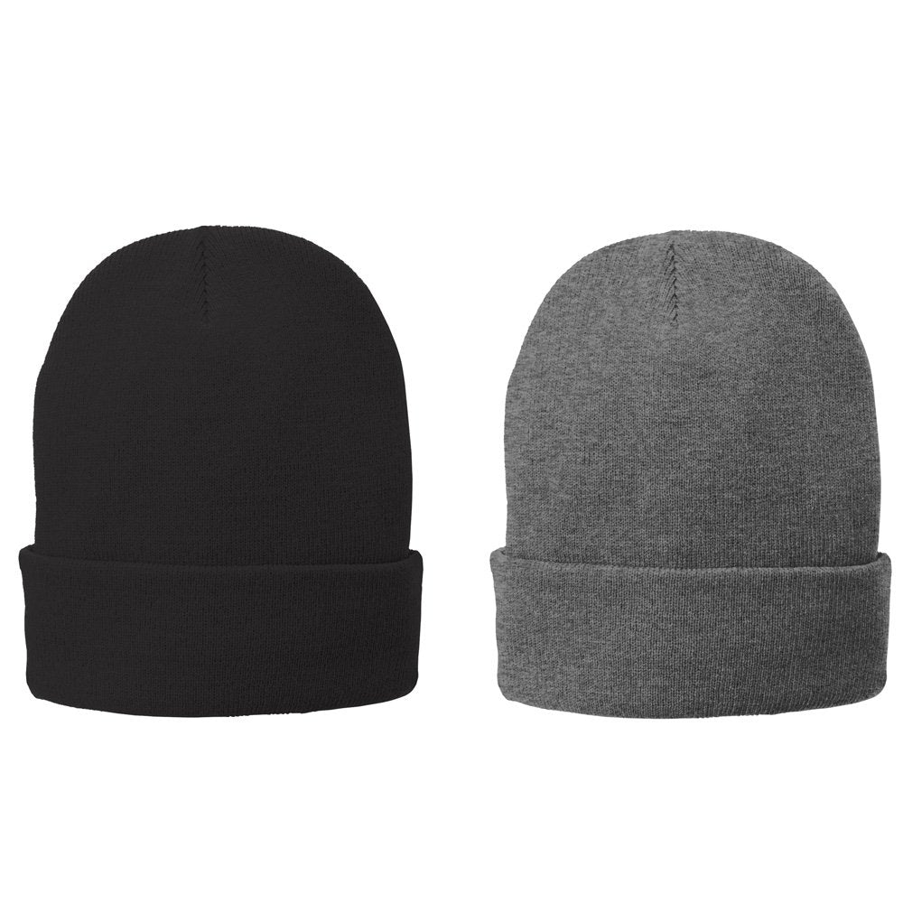 Armycrew 2 Pack Deal - Super Stretch Fine Gauge Winter Cuff Folded Long Beanie