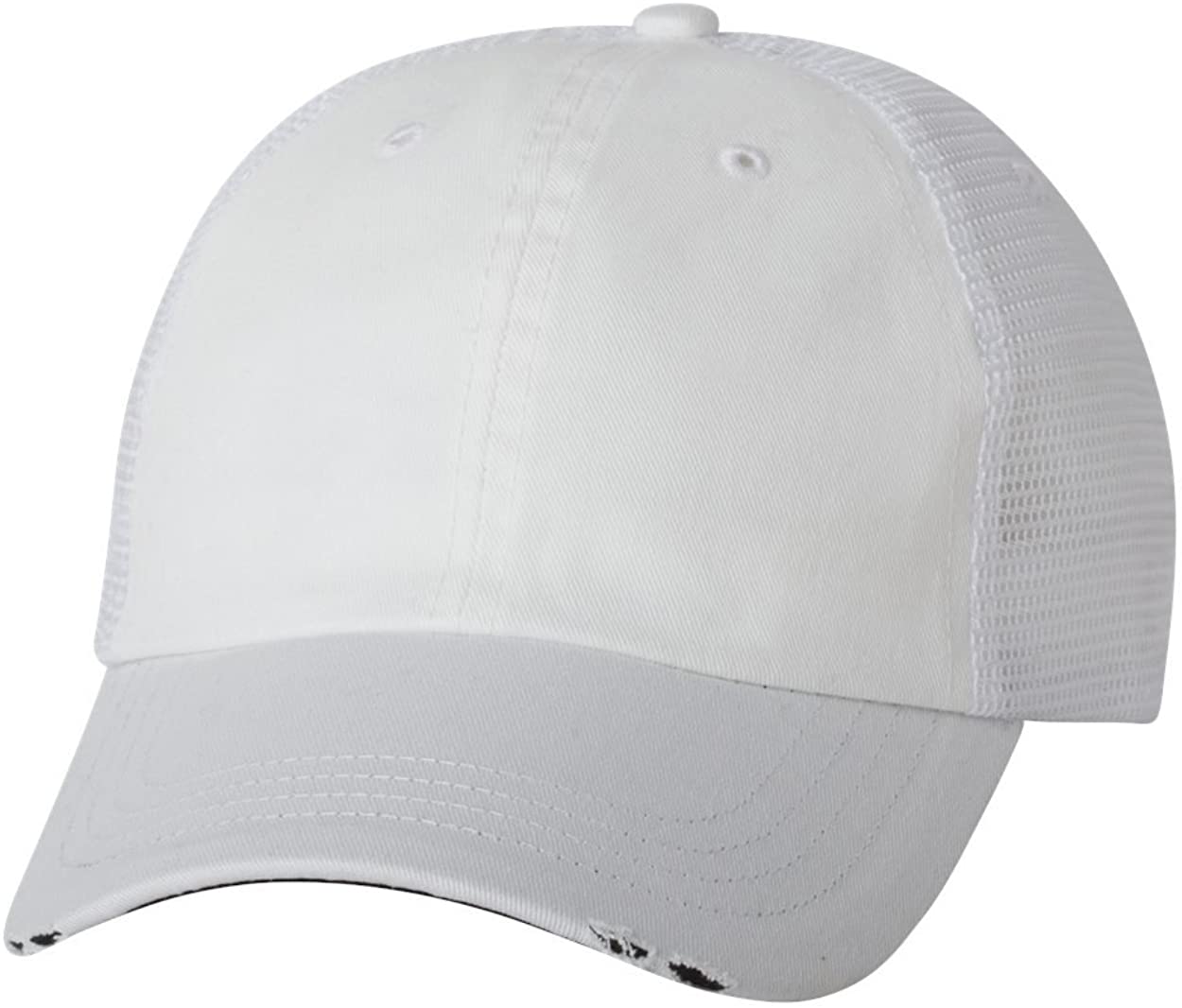 Organic Cotton Washed Mesh Cap with Frayed Bill - Black Black