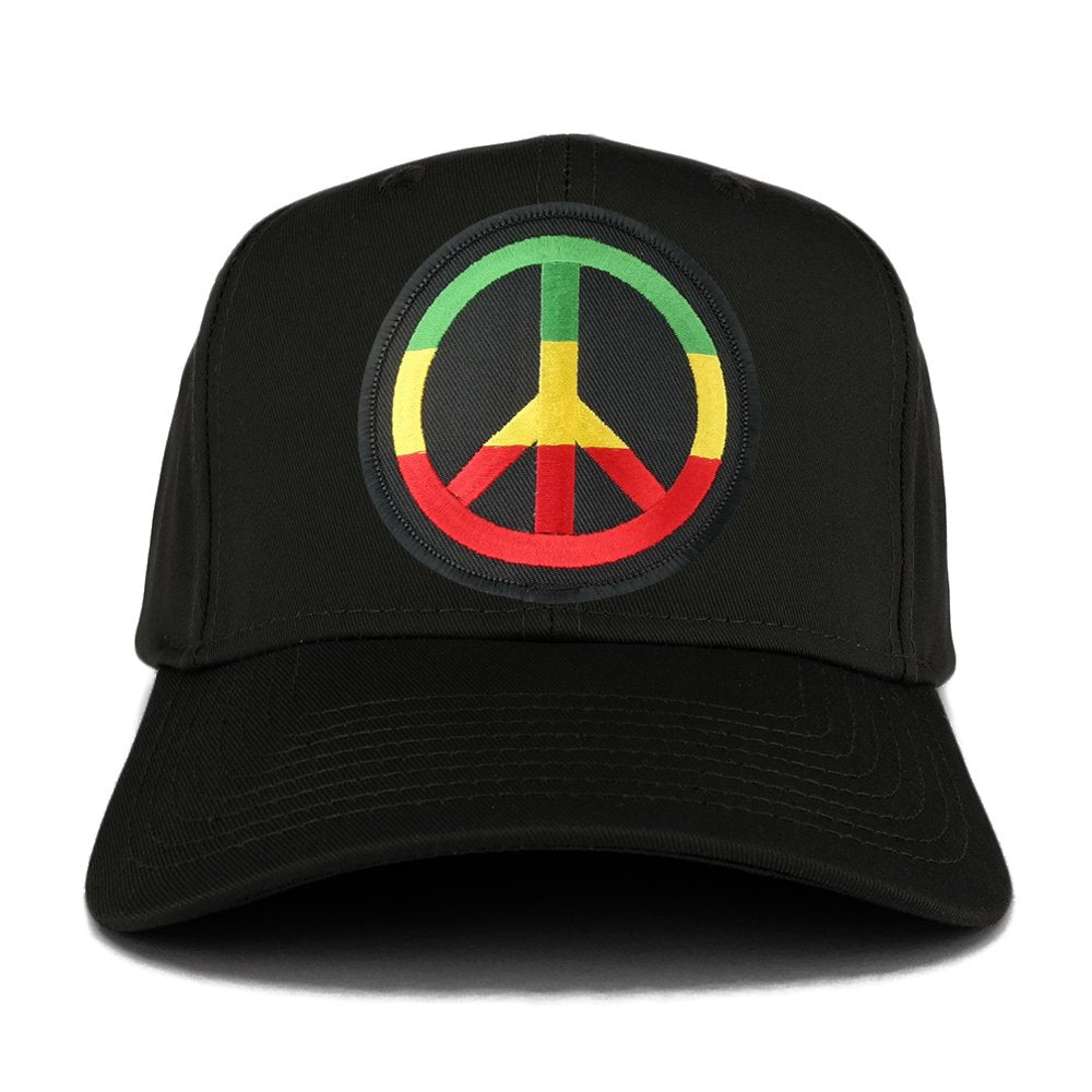 Rasta Peace Symbol Embroidered Iron on Circle Patch Ajustable Baseball Cap