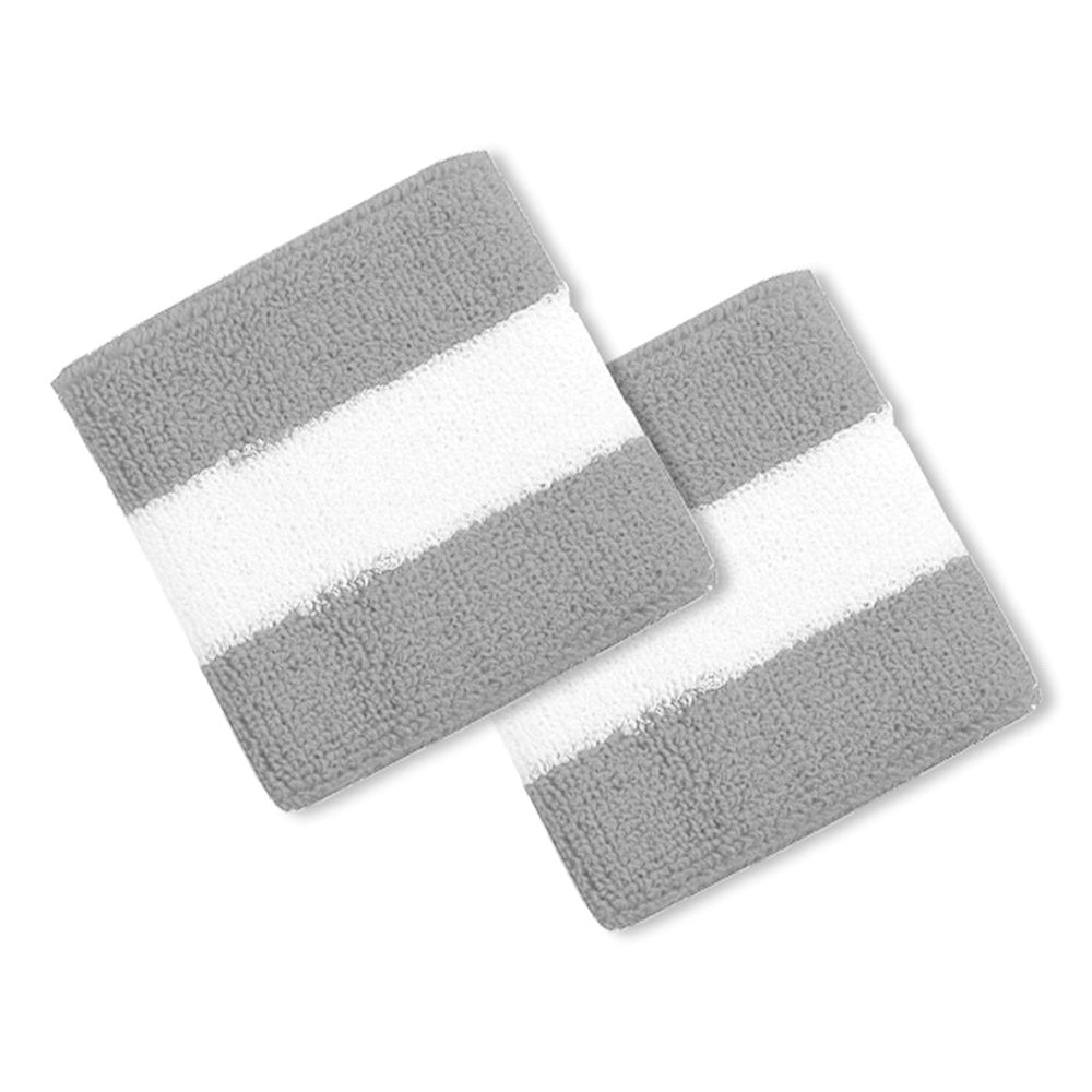 Cotton Terry Cloth Stripe Sports Wrist Band 2 Pack