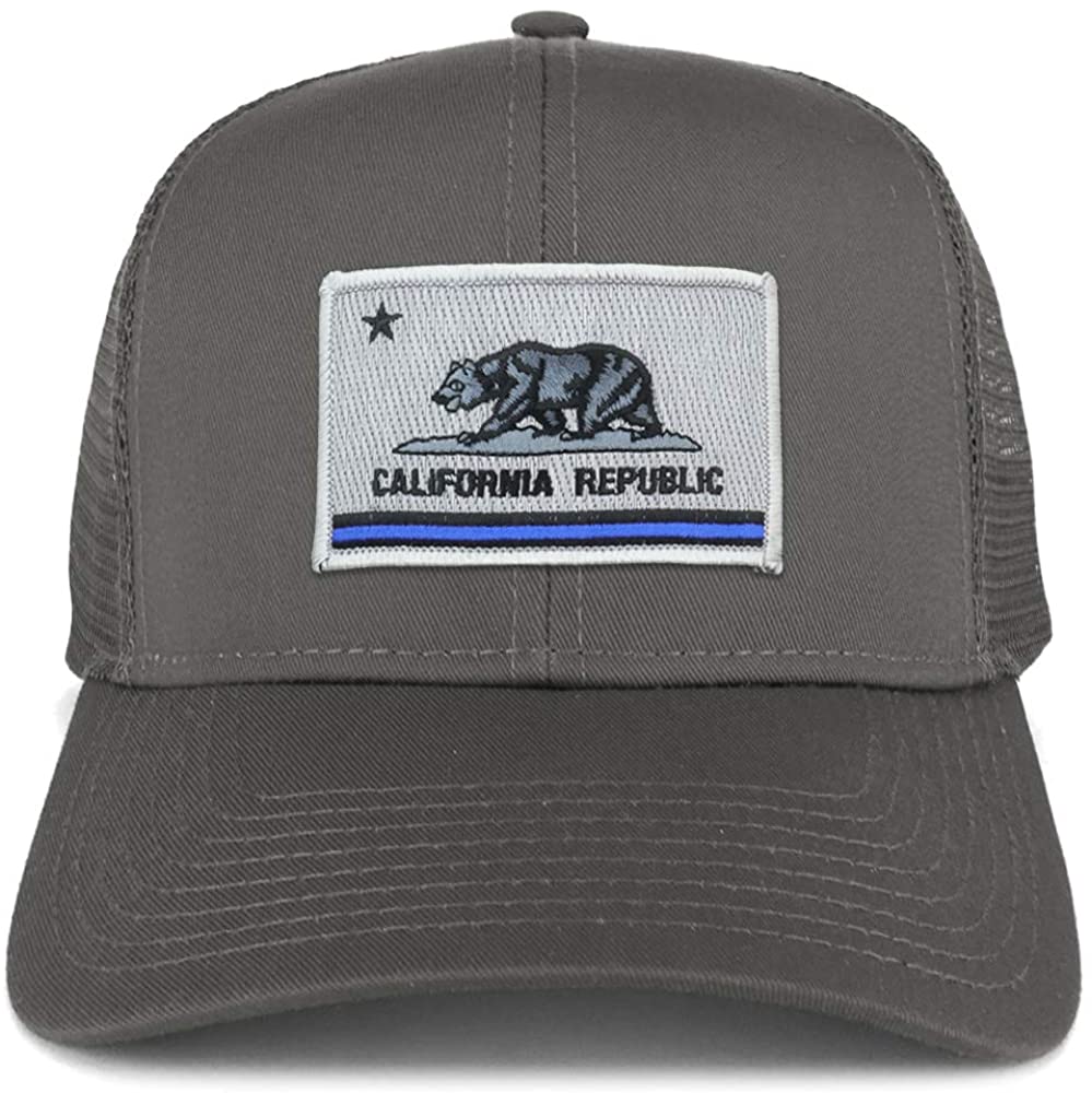 Armycrew California Thin Blue Line Flag Patch Structured Mesh Trucker Cap