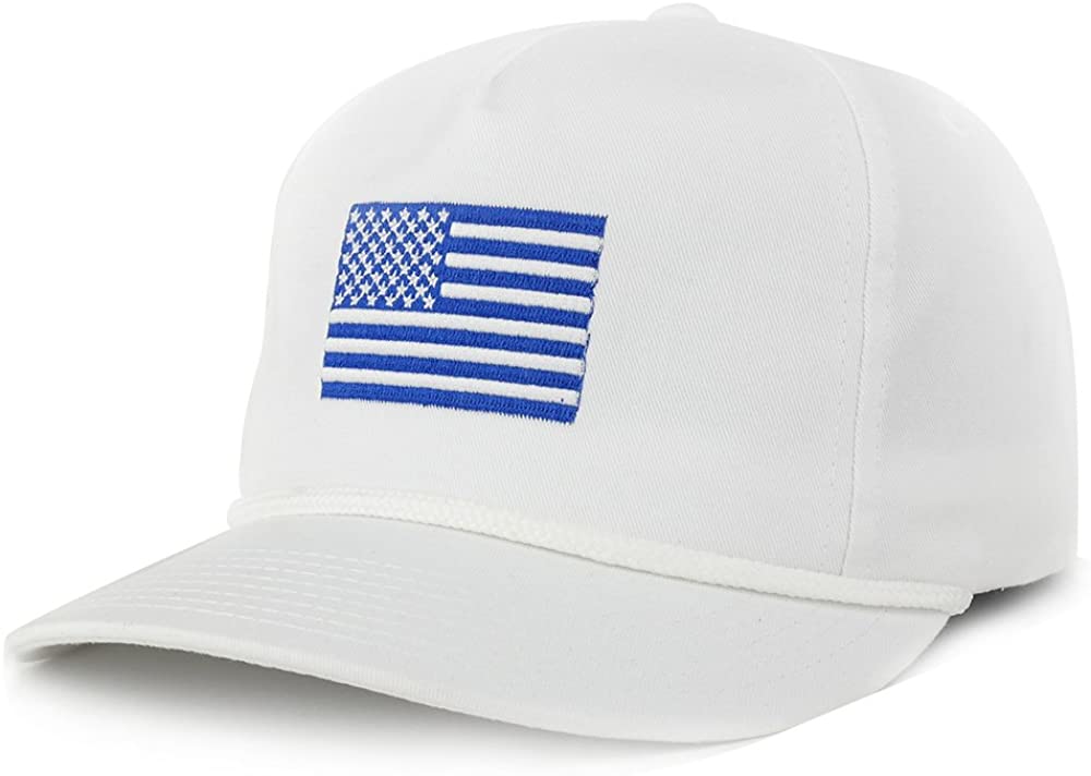 USA Flag Embroidered Braided Snap Adjustable Cap