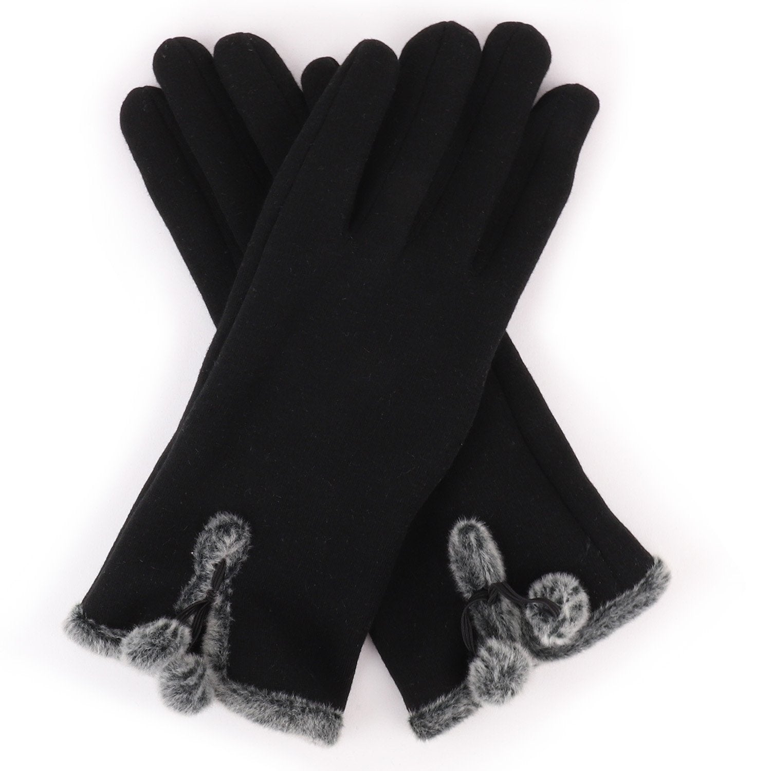 Armycrew Smartphone Touchscreen Ladies Fur Trim Pom Decoration Texting Glove