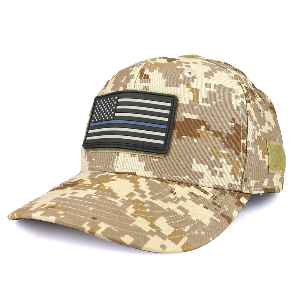 Armycrew USA Rubber Thin Blue Flag Tactical Patch Structured Operator Baseball Cap