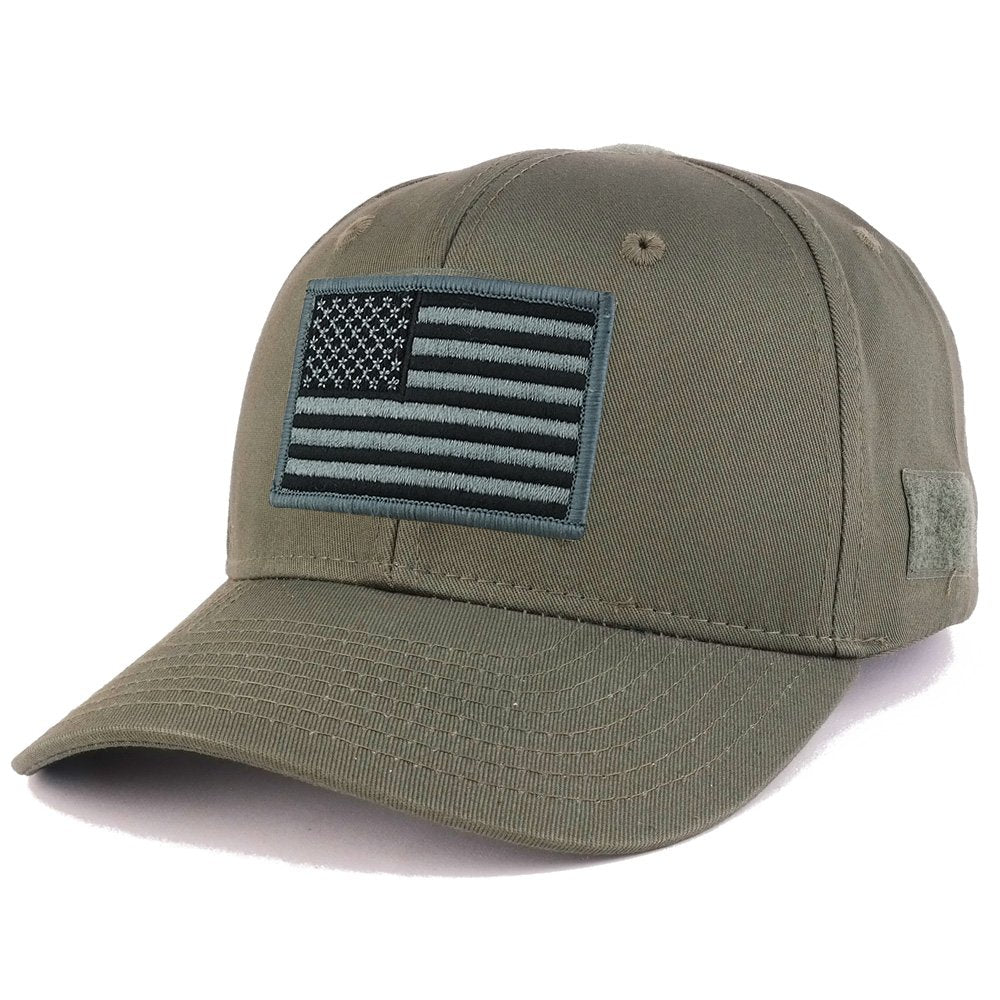 Armycrew American Flag Black 2 Tactical Embroidered Patch Adjustable Structured Operator Cap