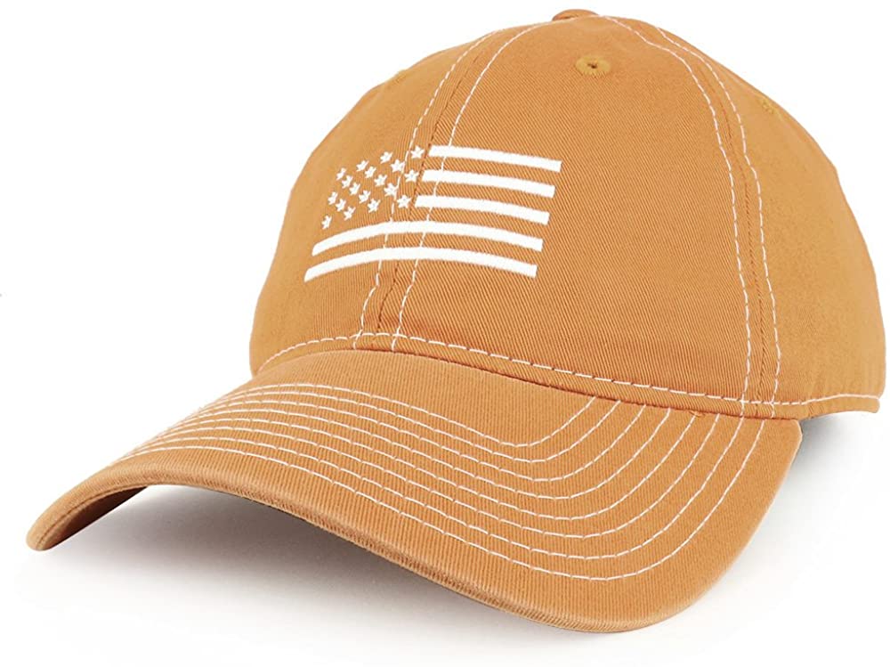 Armycrew American Flag Embroidered Contrast Stitch Soft Crown Dad Hat