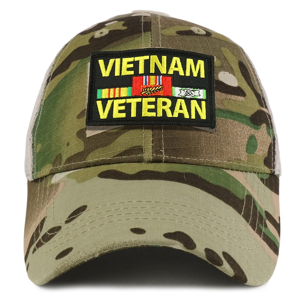 Armycrew Vietnam Veteran Tactical Patch Cotton Adjustable Trucker Cap