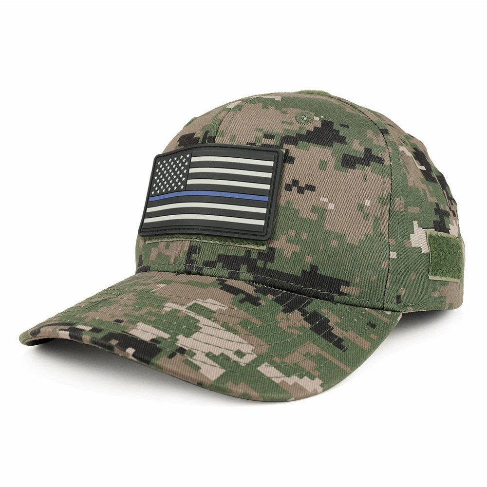 Armycrew USA Rubber Thin Blue Flag Tactical Patch Structured Operator Baseball Cap