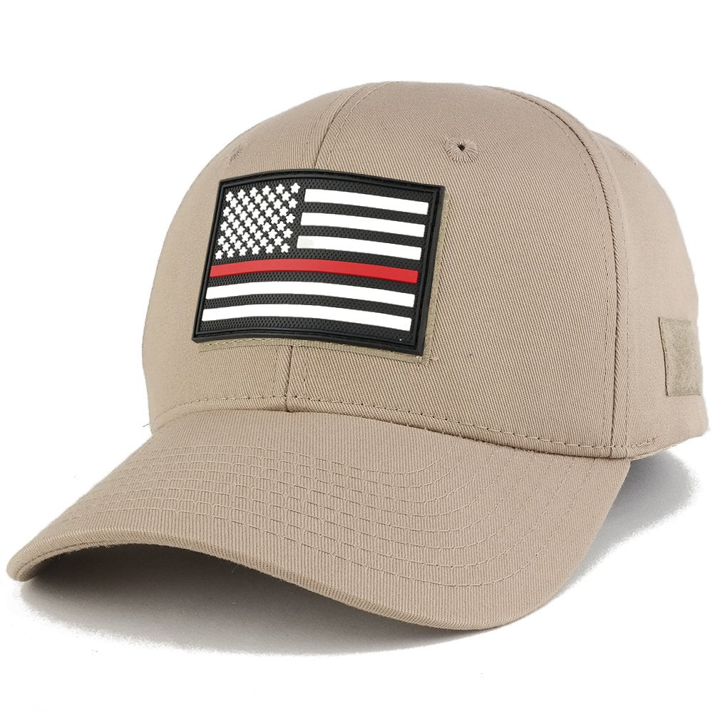 Thin RED Line USA Flag 3-D Rubber Tactical Patch Adjustable Structured Operator Cap