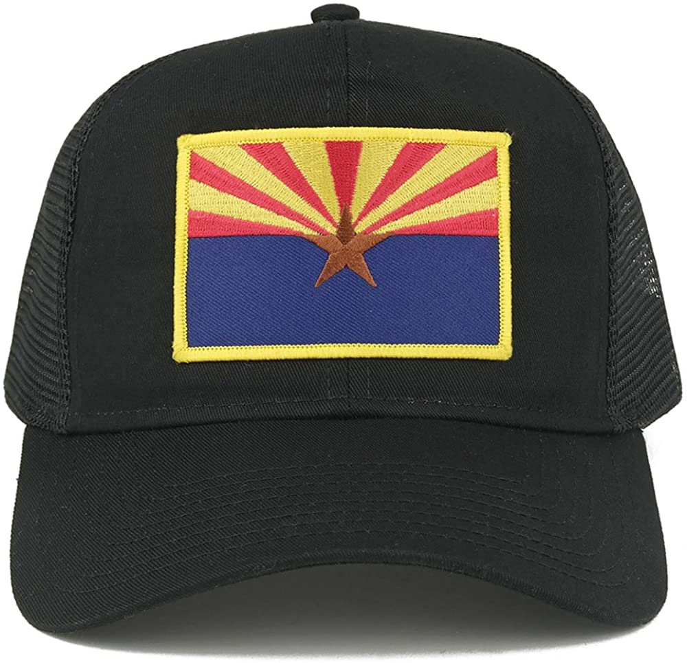 Arizona Home State Flag Embroidered Iron on Gold Border Patch Snapback Mesh Trucker Cap