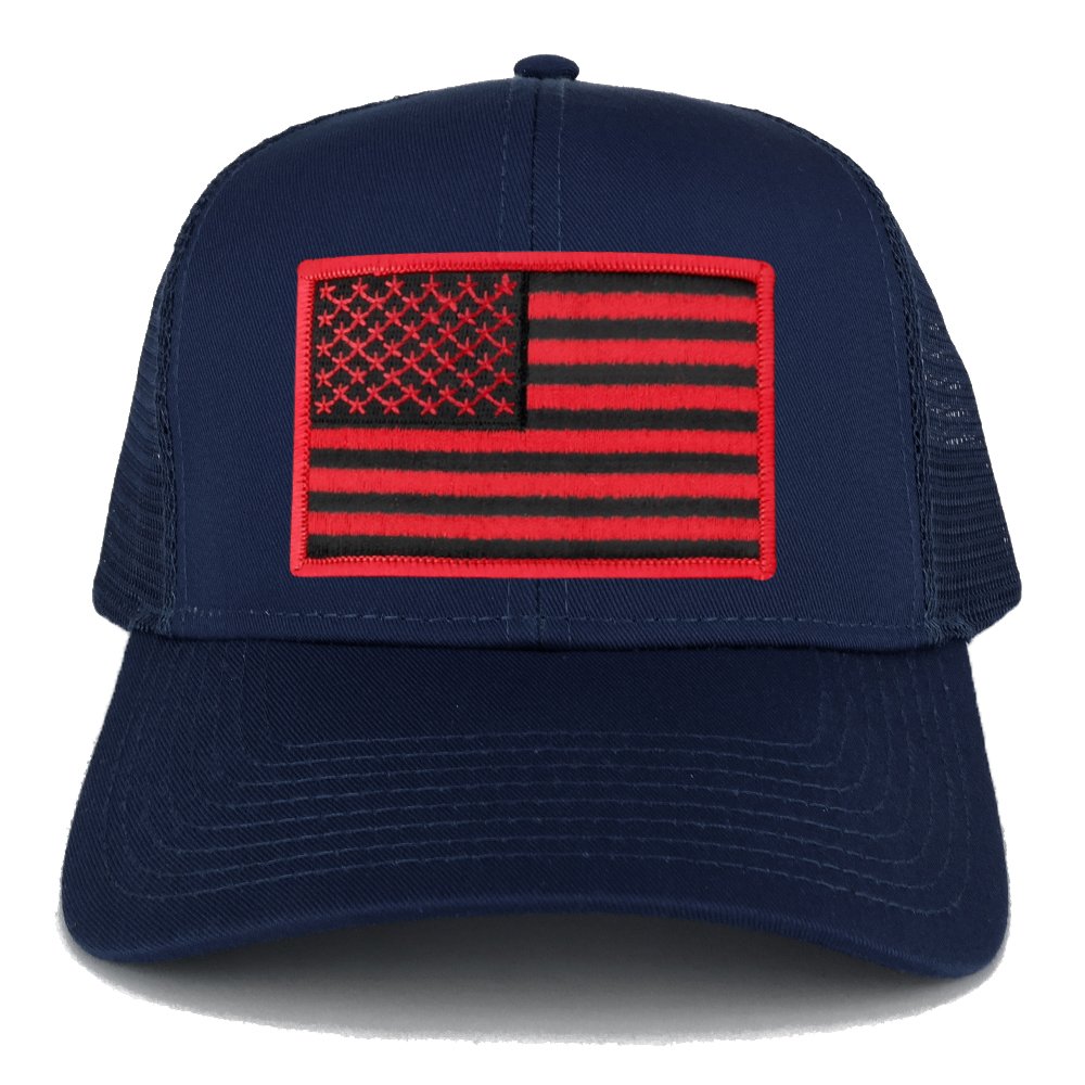 Armycrew USA American Flag Embroidered Patch Snapback Mesh Trucker Cap - Navy