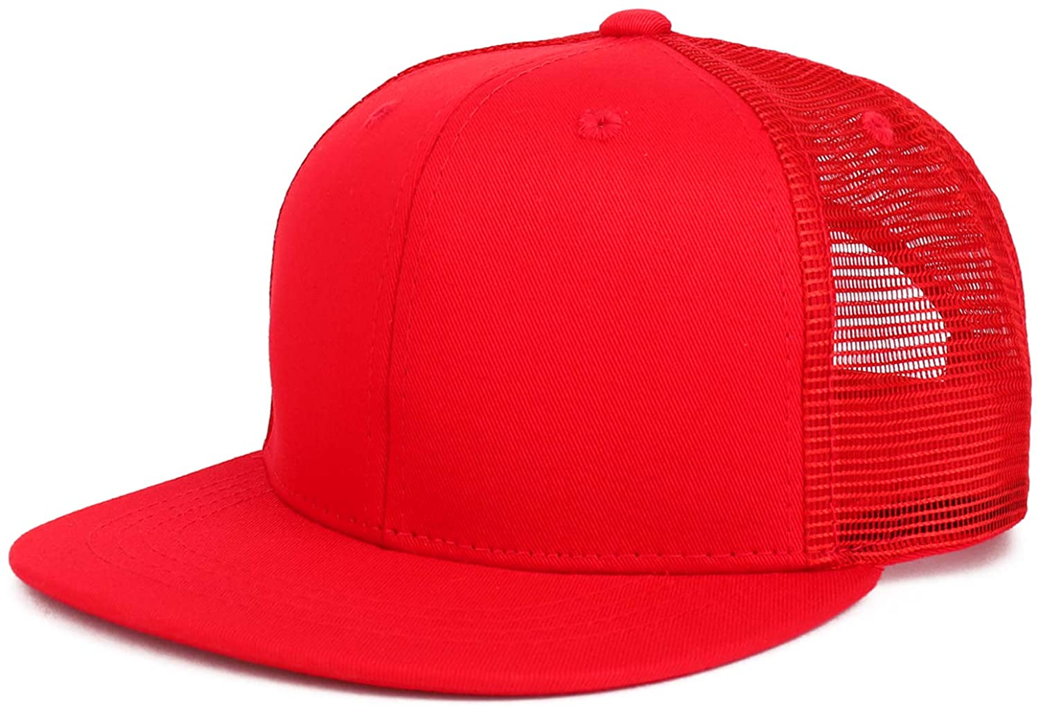 Youth Stylish Flat Bill Structured Mesh Back Snapback Trucker Cap
