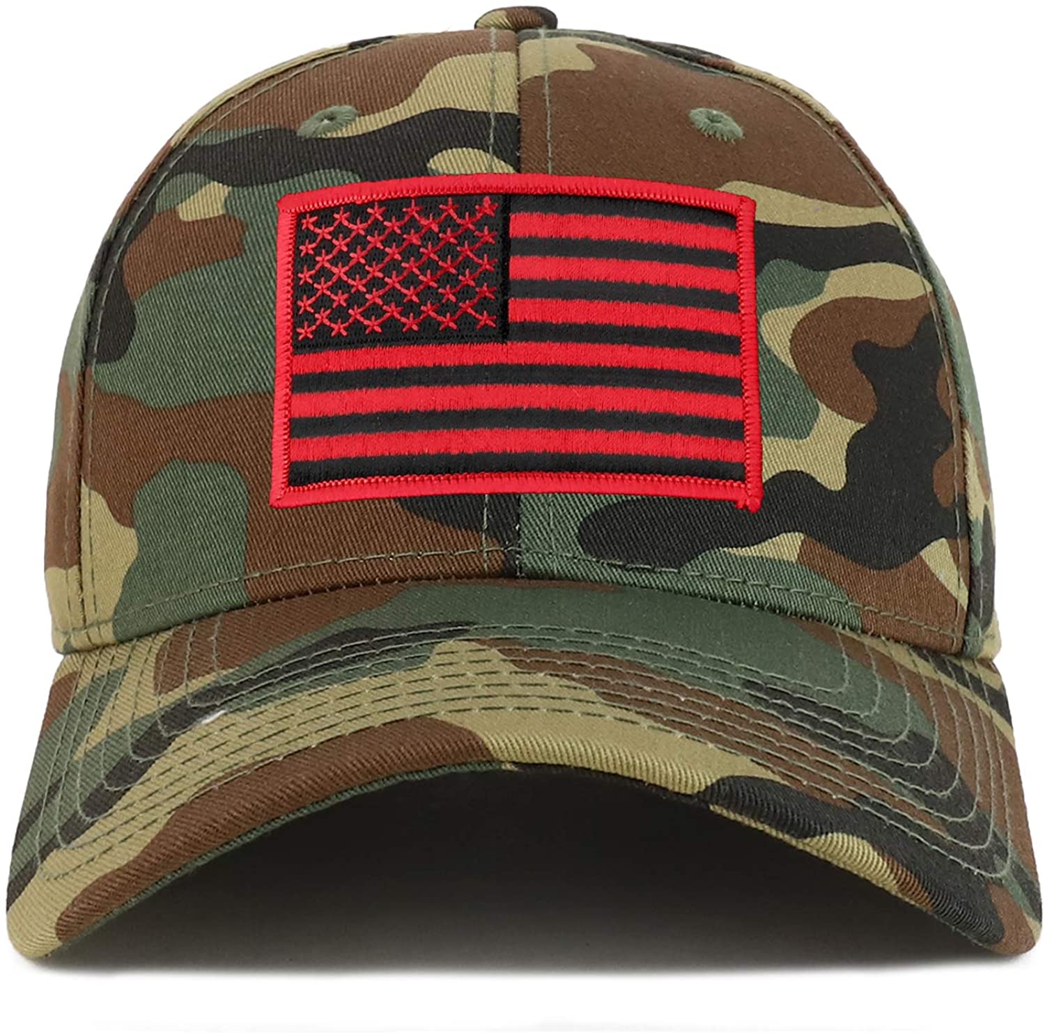 Armycrew Black Red American Flag Patch Camouflage Structured Baseball Cap
