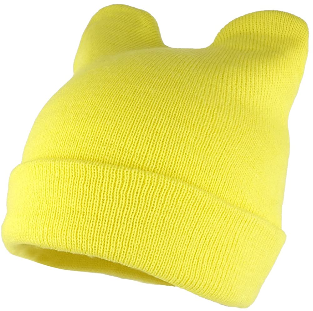 Pussyhat Women's Warm Cat Ear Folded Beanie Hat - Black