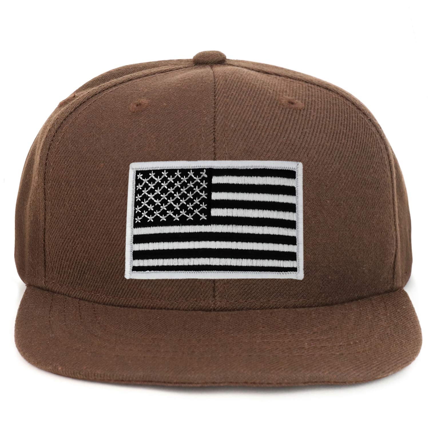 Armycrew Youth Kid Size Black White American Flag Patch Flat Bill Snapback Baseball Cap
