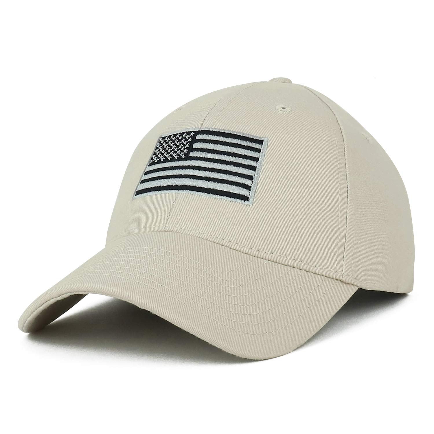 Armycrew Made in USA Grey American Flag Embroidered Structured Cotton Cap