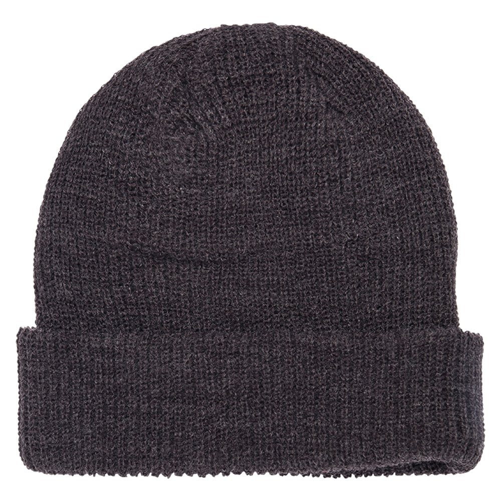 FLEXFIT Ribbed Cuffed Knit Warm Winter Beanie Hat - BLACK