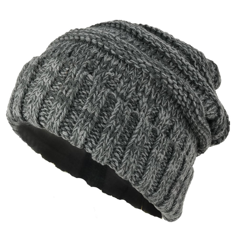 Armycrew Ladies Two Tone Oversized Cable Knit Beanie Hat