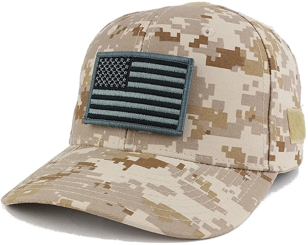 Armycrew American Flag Black 2 Tactical Embroidered Patch Adjustable Structured Operator Cap