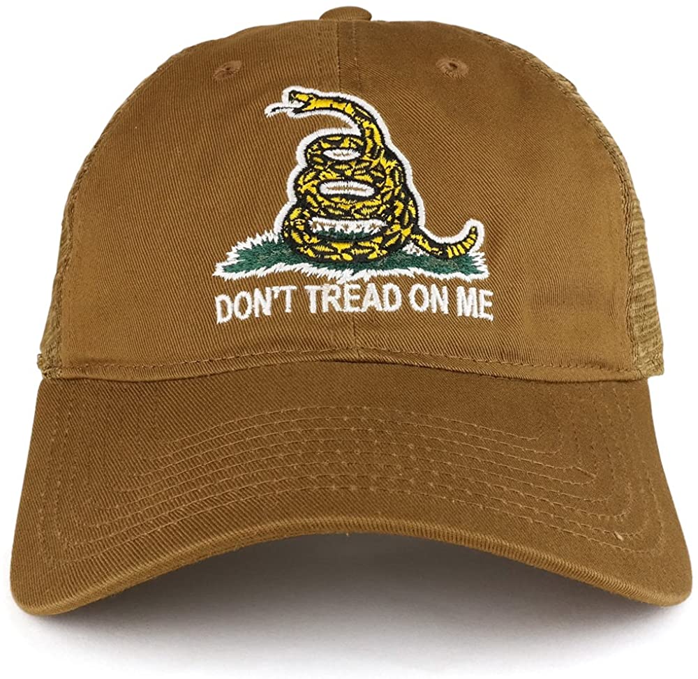 Armycrew Don't Tread On Me Gadsden Flag Embroidered Soft Front Mesh Back Trucker Cap