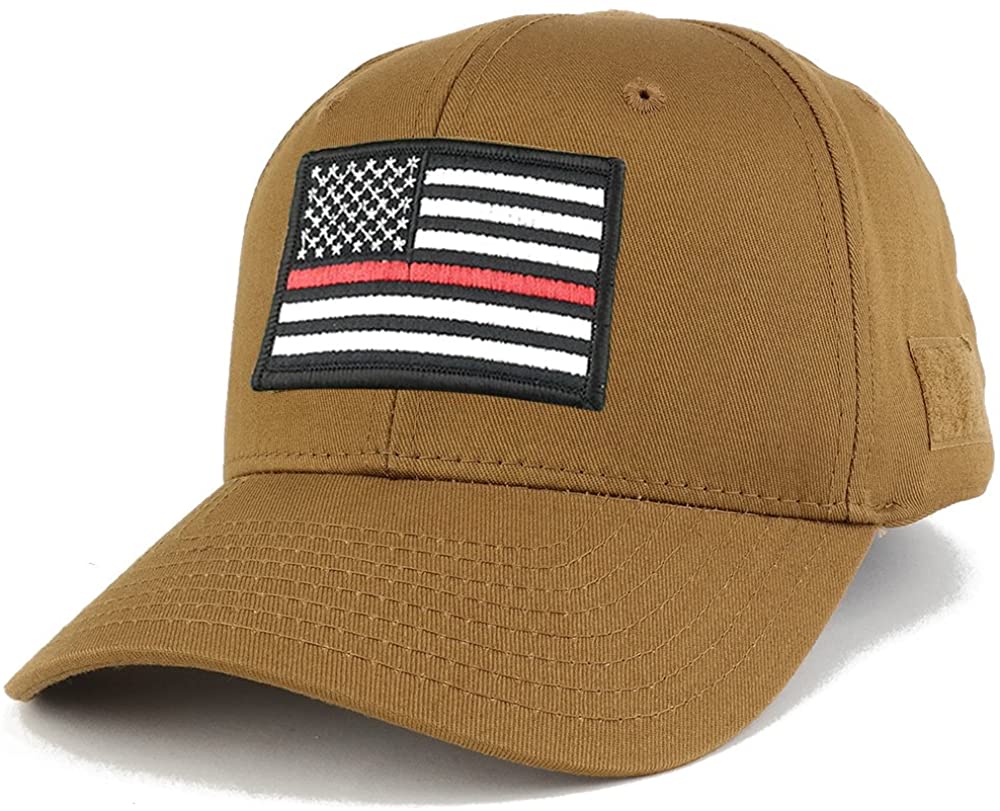 Thin Red Line Tactical Embroidered USA Flag Patch Adjustable Structured Operator Cap