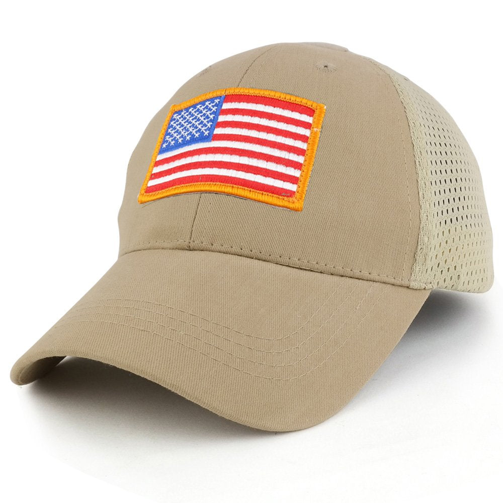Armycrew USA Gold American Flag Embroidered Tactical Patch with Mesh Operator Cap