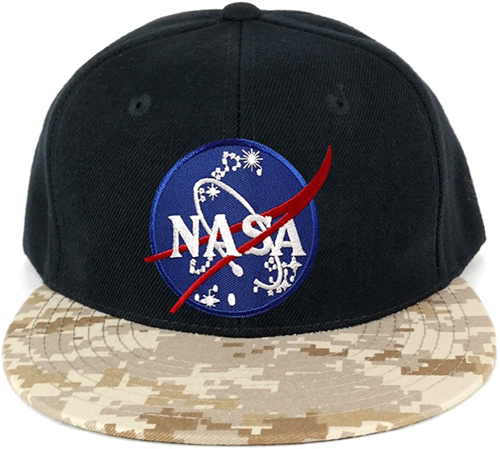 NASA Insignia Space Embroidered Iron on Patch Camo Flat Bill Snapback Cap