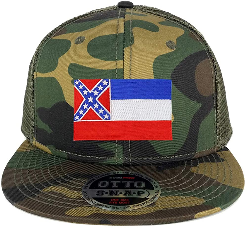 Florida State Flag Embroidered Patch Retro Trucker Mesh Cap - Camo Adjustable Snapback Hat - View #3