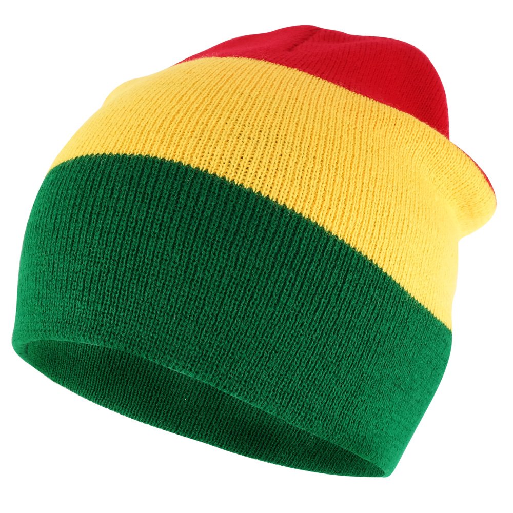 Armycrew Acrylic Rasta RGY Winter Short Beanie Hat - Black RGY
