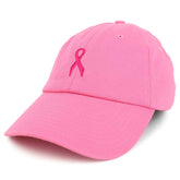 Armycrew Made in USA Small Breast Cancer Pink Ribbon Embroidered Soft Cotton Cap