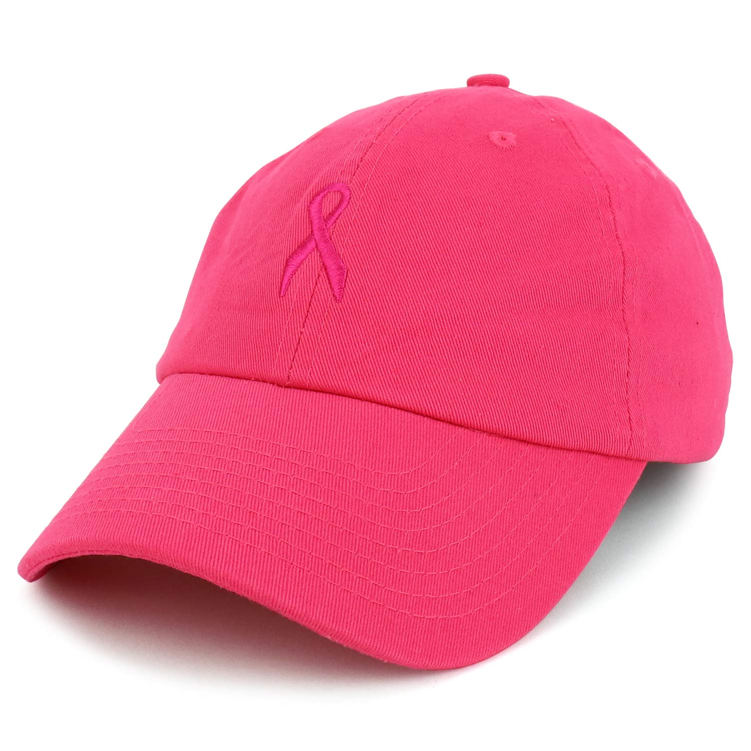 Armycrew Made in USA Small Breast Cancer Pink Ribbon Embroidered Soft Cotton Cap