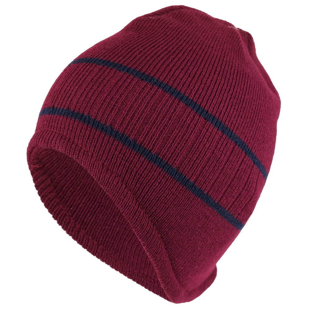 Armycrew Double Striped Acrylic Knit Warm Winter Beanie Cap - Royal RED