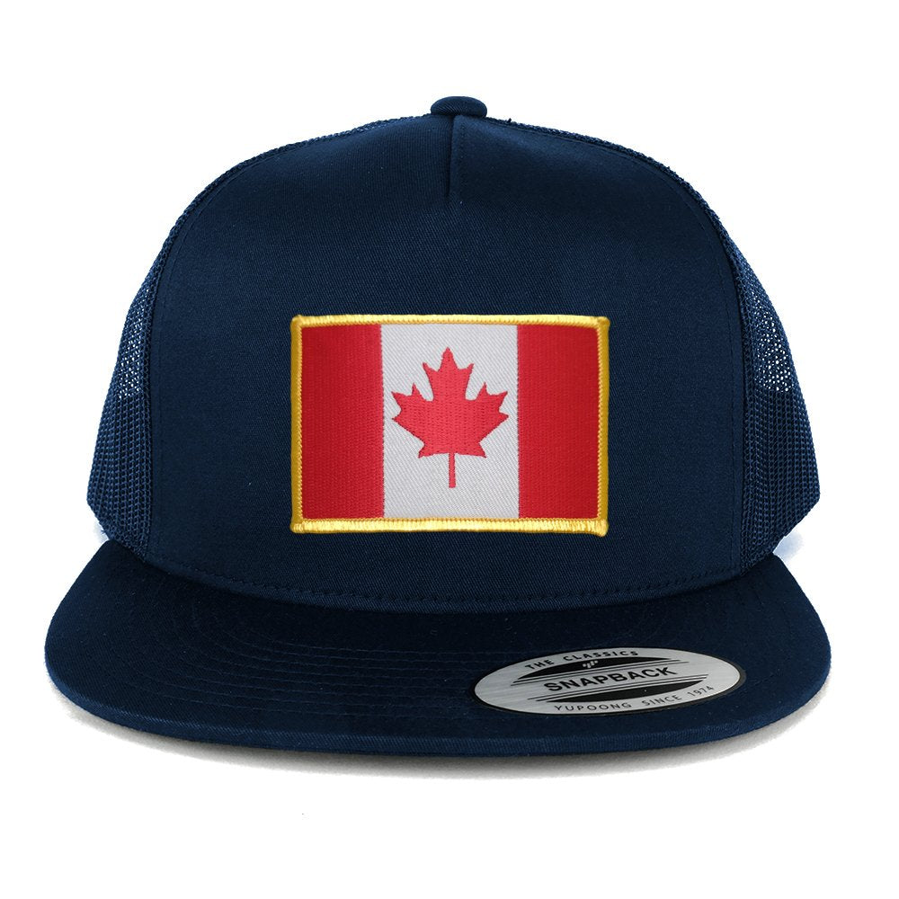 Flexfit 5 Panel Canada Flag Embroidered Iron On Patch Snapback Mesh Trucker Cap