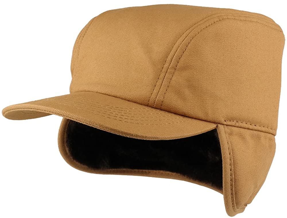Armycrew Men's Duck Work Superior Cotton Winter Ball Cap with Earflap - Brown