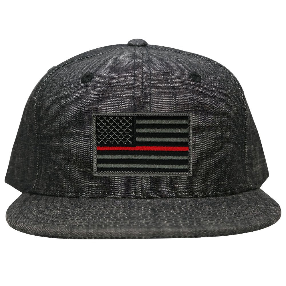 Washed Denim USA American Flag Embroidered Iron on Patch Snapback - BLK - Black Grey