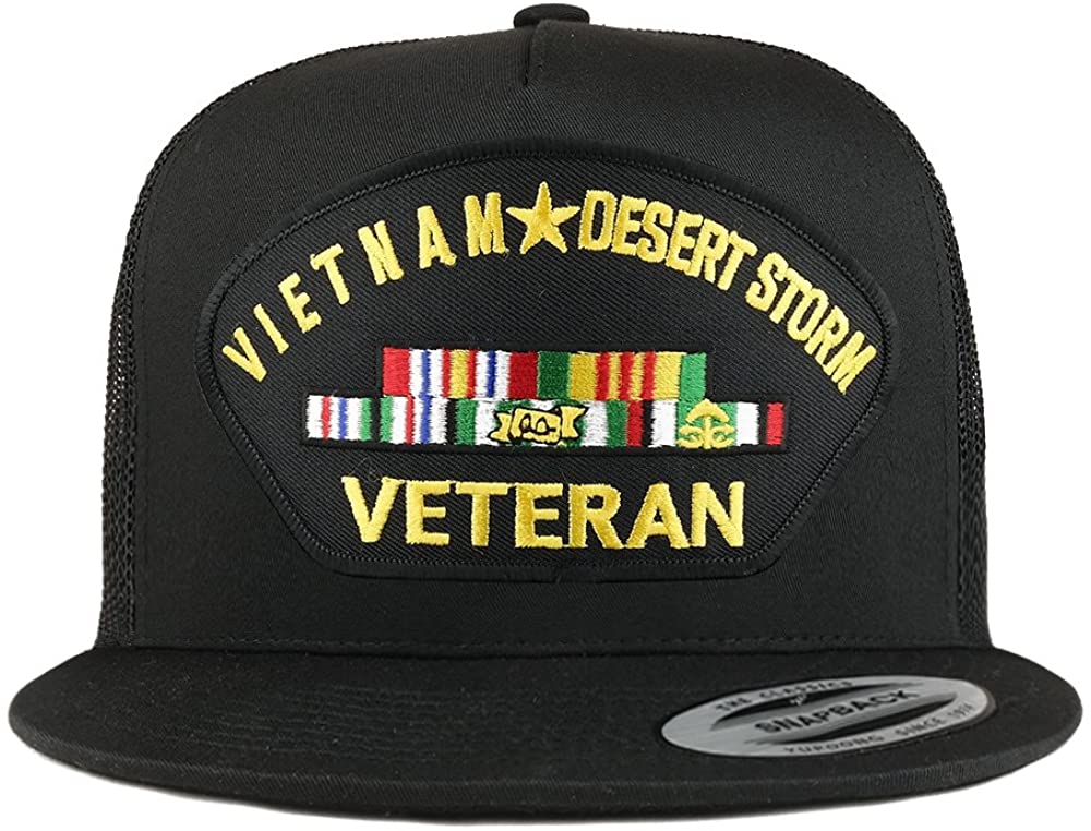 Armycrew 5 Panel Vietnam and Desert Storm Veteran Patch Flatbill Mesh Snapback