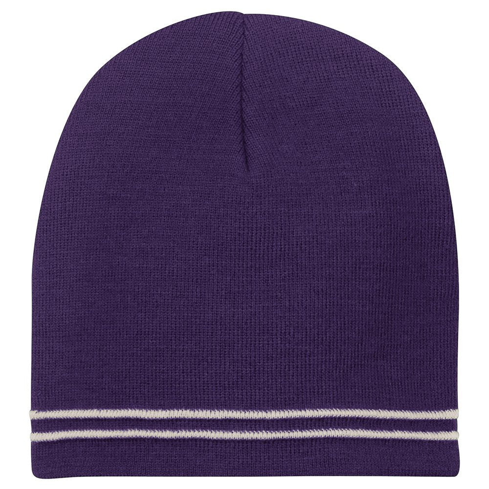 Two Tone Color Winter Short Stripe Beanie Hat