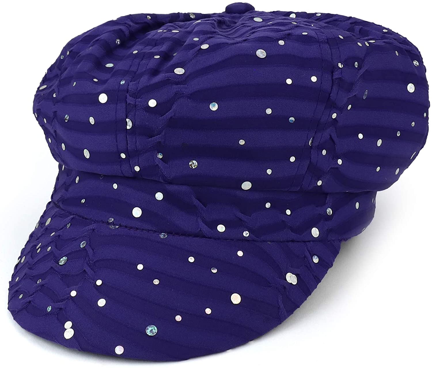 Armycrew Elastic Band Sparkle Sequin Glitter Newsboy Cap