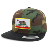 Armycrew California State Flag Patch Camo Black Flatbill Snapback Baseball Cap