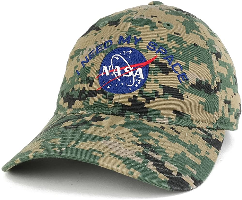 NASA, I Need My Space Embroidered Low Profile Adjustable Camo Cap
