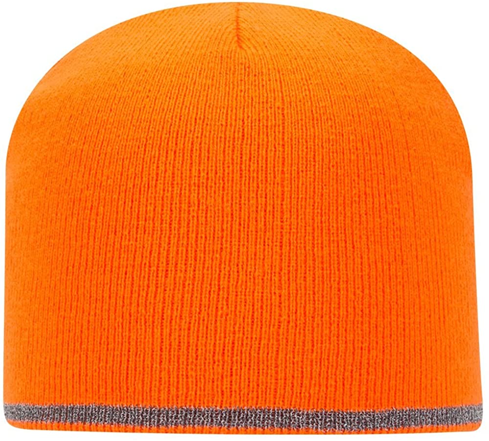 Armycrew 8 Inches Reflective Knit Short Beanie - Black