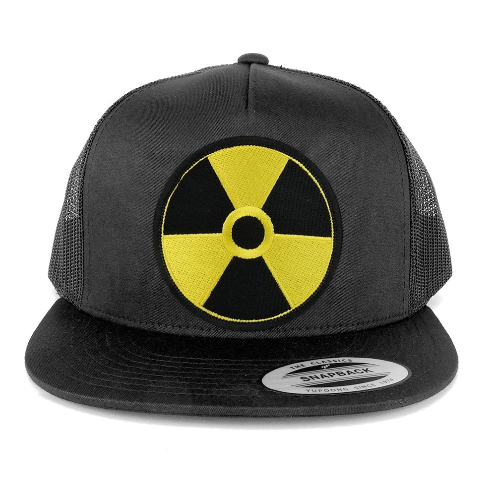 Armycrew 5 Panel Radiation Circular Black Yellow Embroidered Patch Flat Bill Mesh Snapback