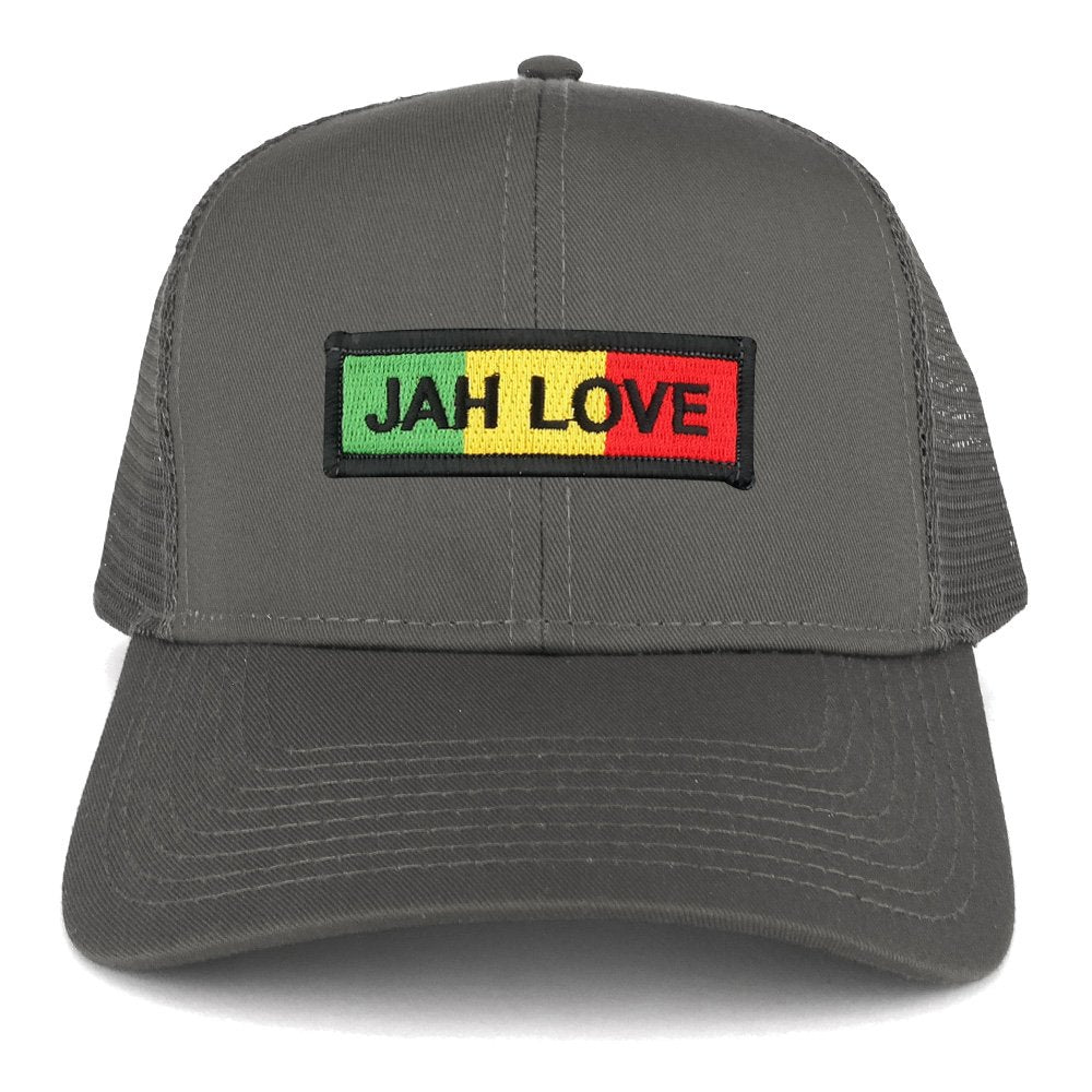 Jah Love Green Yellow Red Embroidered Iron on Patch Adjustable Trucker Mesh Cap