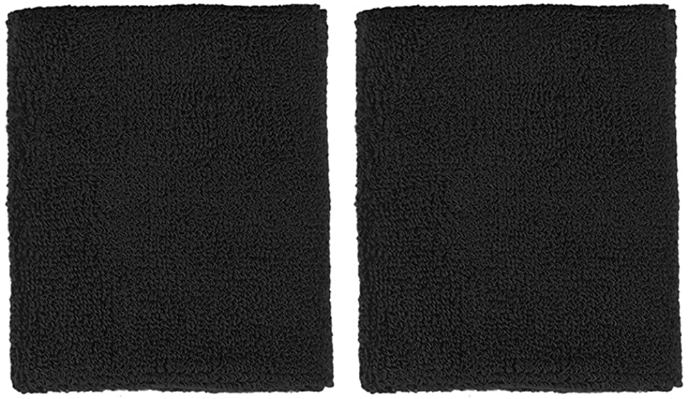 Extra Wide Athletic Soft Terry Cloth Sweat Wrist Band 2pc Set - ORANGE
