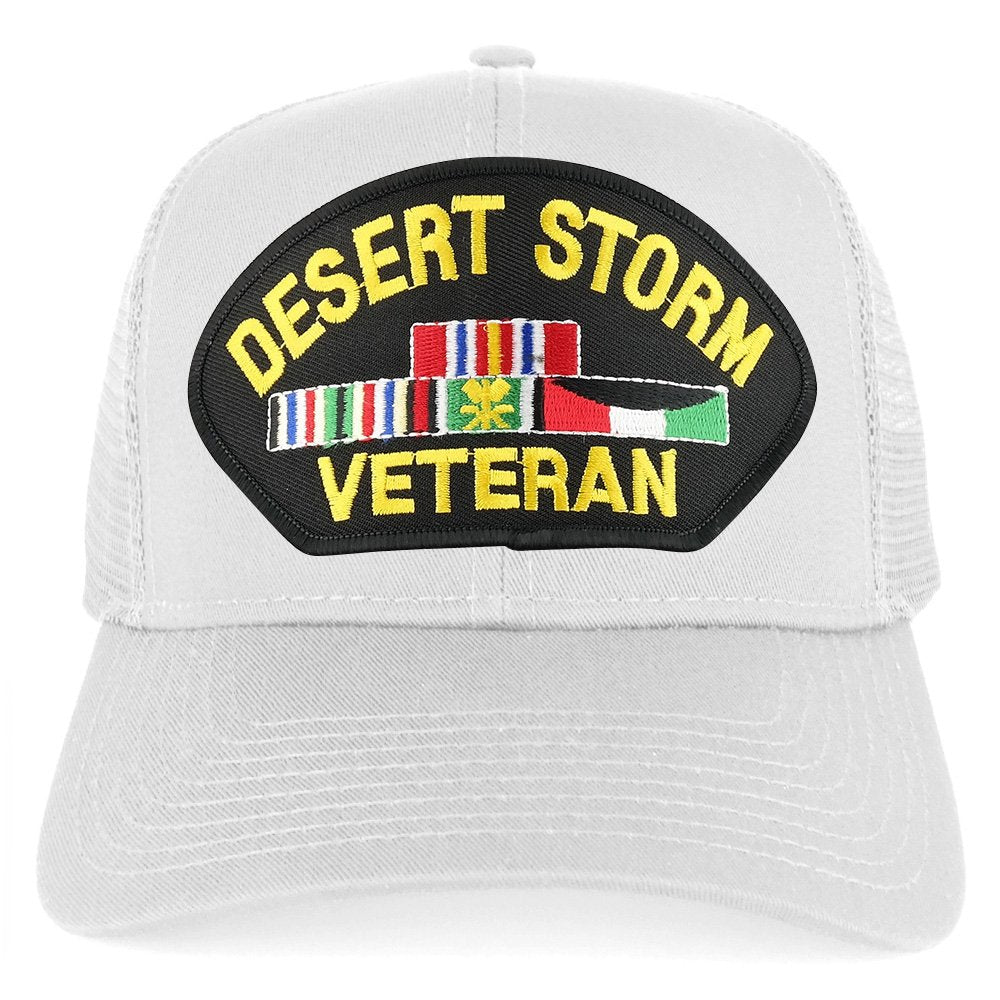 Armycrew Desert Storm Veteran Embroidered Patch Snapback Mesh Trucker Cap