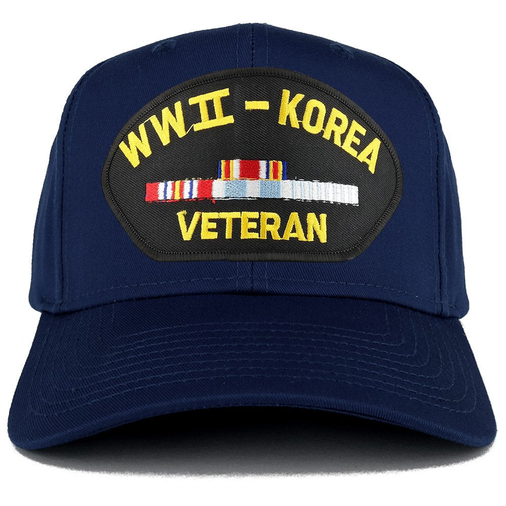 Armycrew WW2 to Korea Veteran Embroidered Patch Snapback Baseball Cap