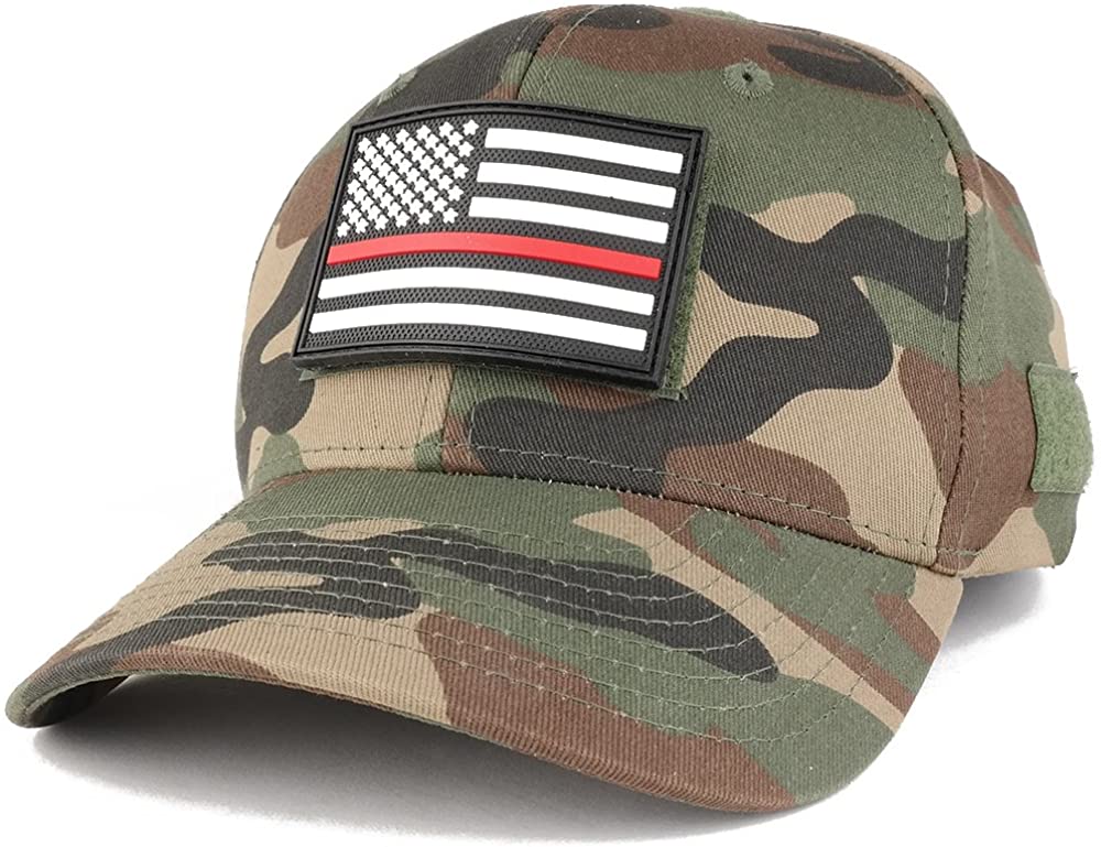 Thin RED Line USA Flag 3-D Rubber Tactical Patch Adjustable Structured Operator Cap